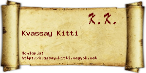 Kvassay Kitti névjegykártya